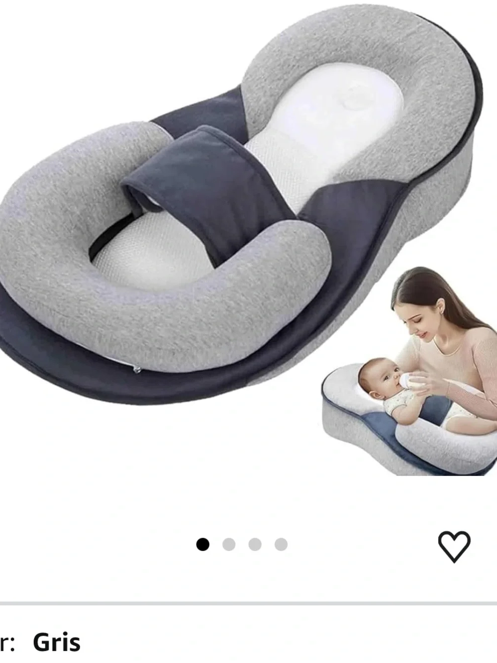 Gray Infant Support Pillow Lounger - Cozy Nesting Cushion